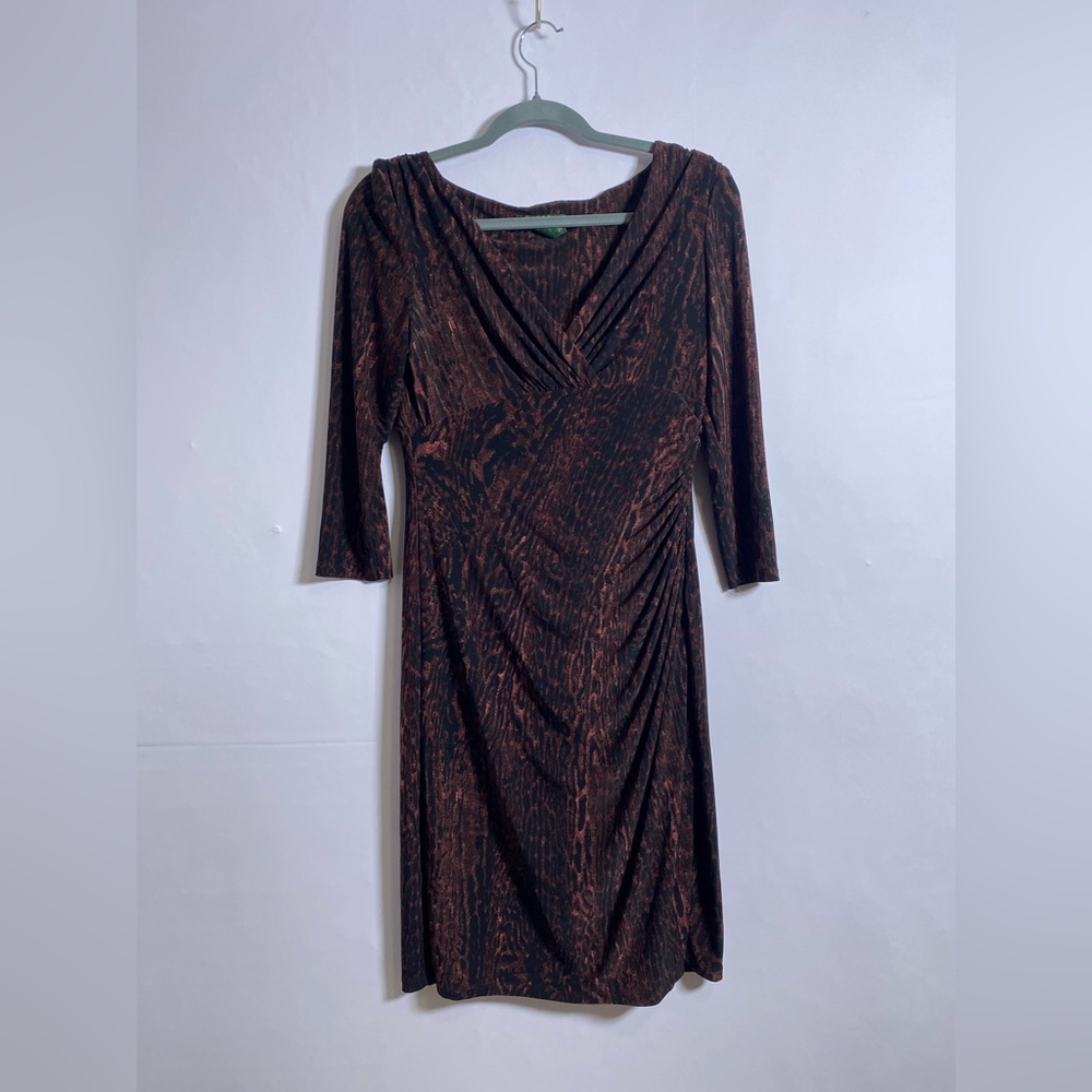Ralph Lauren Black and Brown Long Sleeve Dress